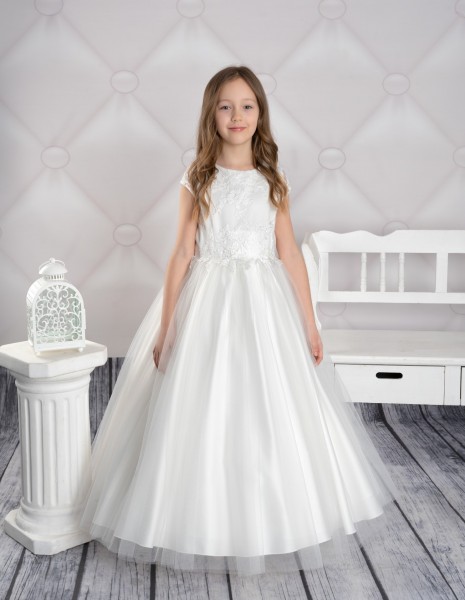 Clara ♥ Kommunionkleid mit Spitze in ivory