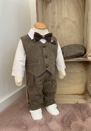 Elias ♥ Vintage Taufanzug in braun