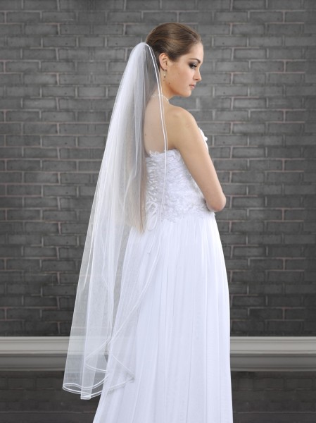 Brautschleier mit Satinkante, 1-lagig, 130 cm lang