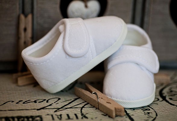 Taufschuhe ♥ Babyschuhe Fleece in weiss